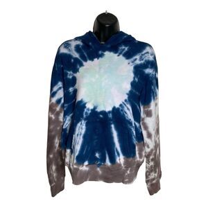 Monrow Hoodie Womens M Sun Burst Tie Dye Relaxed Fleece Pocket Pullover Hippie